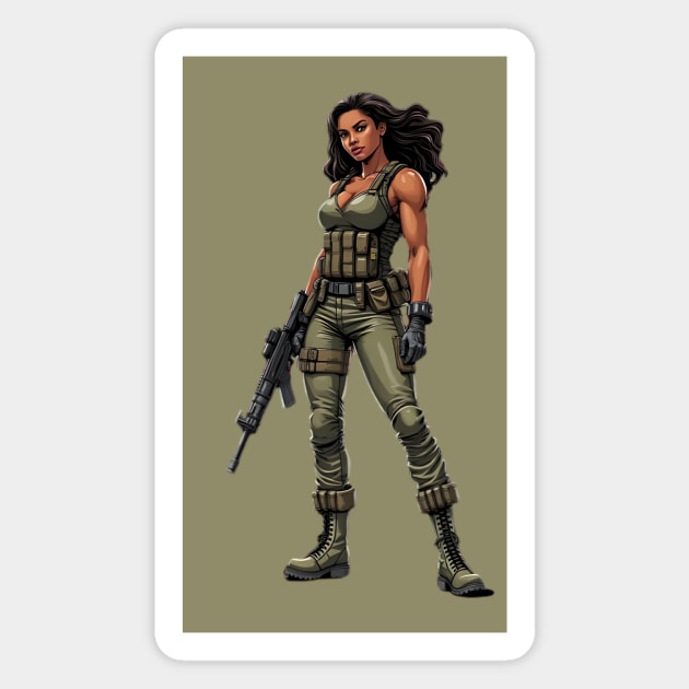 Hispanic Female Soldier Magnet by animegirlnft